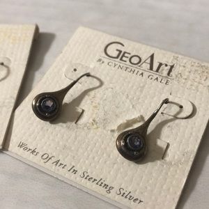 GeoArt Sterling Silver Teardrop Earrings - Purple